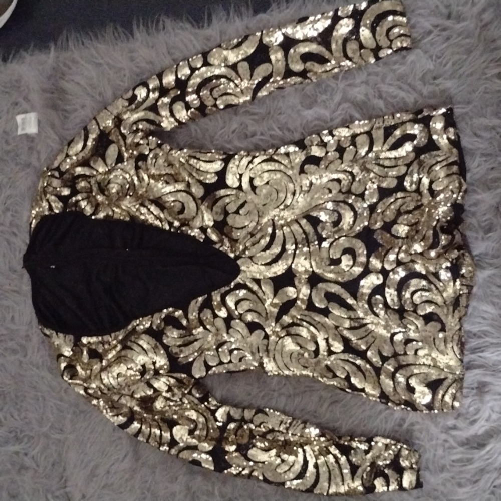 Long sleeve sequin romper short suit